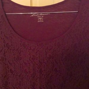 Eddie Bauer large tall lace front tee